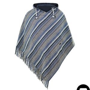 Virblatt Abajo Mexican Woven Reversible Poncho Unisex Size L/XL